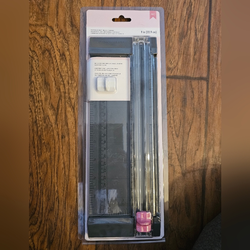 American Crafts 9" Paper Trimmer - Gray with Pink Accent